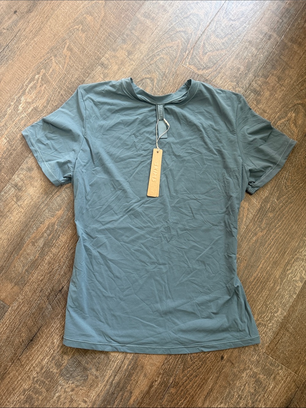 SKIMS Fits Everybody Short Sleeve T-Shirt Zircon Blue Gray Tee M - Picture 3 of 5